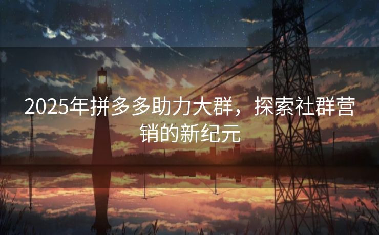 2025年拼多多助力大群，探索社群营销的新纪元