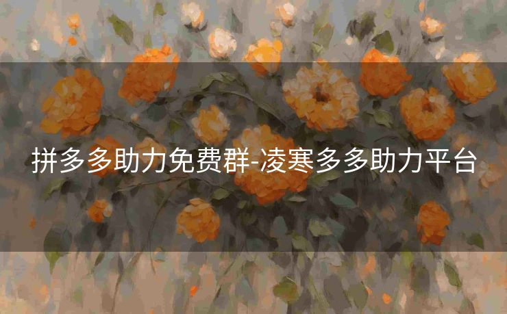 拼多多助力免费群-凌寒多多助力平台