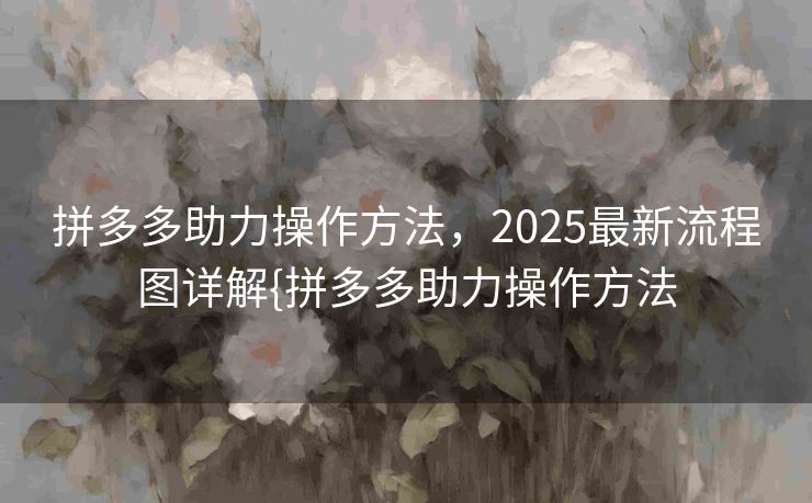 拼多多助力操作方法，2025最新流程图详解{拼多多助力操作方法