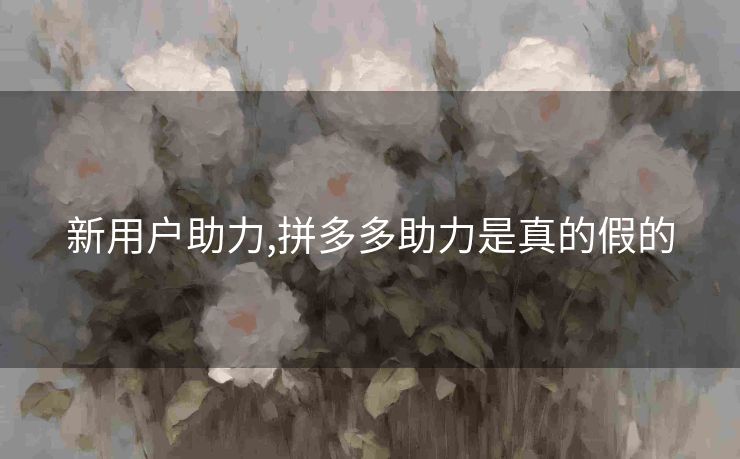 新用户助力,拼多多助力是真的假的