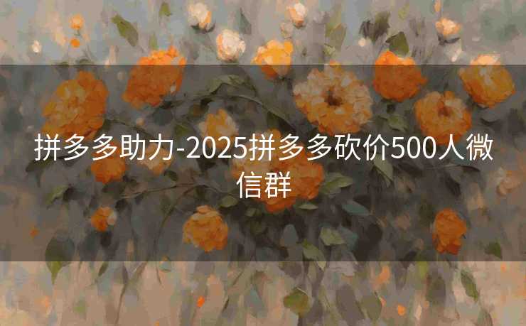 拼多多助力-2025拼多多砍价500人微信群