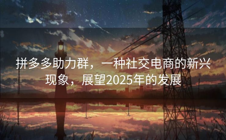 拼多多助力群，一种社交电商的新兴现象，展望2025年的发展