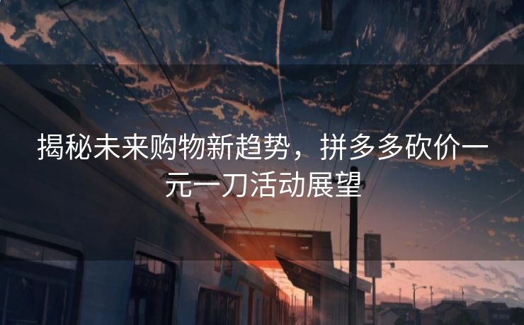 揭秘未来购物新趋势，拼多多砍价一元一刀活动展望
