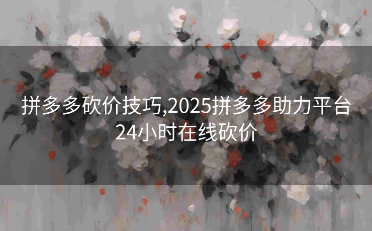 拼多多砍价技巧,2025拼多多助力平台24小时在线砍价