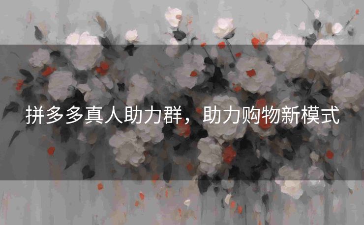 拼多多真人助力群，助力购物新模式