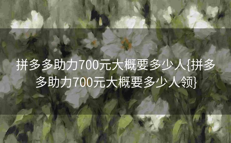 拼多多助力700元大概要多少人{拼多多助力700元大概要多少人领}
