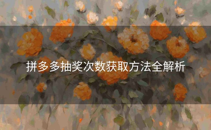 拼多多抽奖次数获取方法全解析