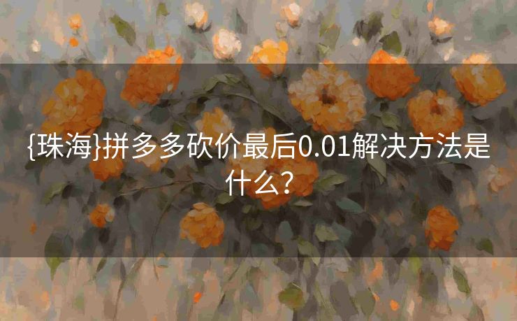 {珠海}拼多多砍价最后0.01解决方法是什么？