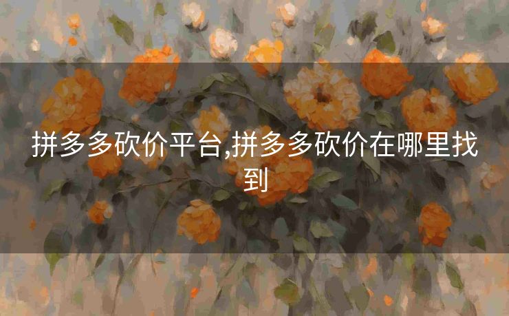 拼多多砍价平台,拼多多砍价在哪里找到