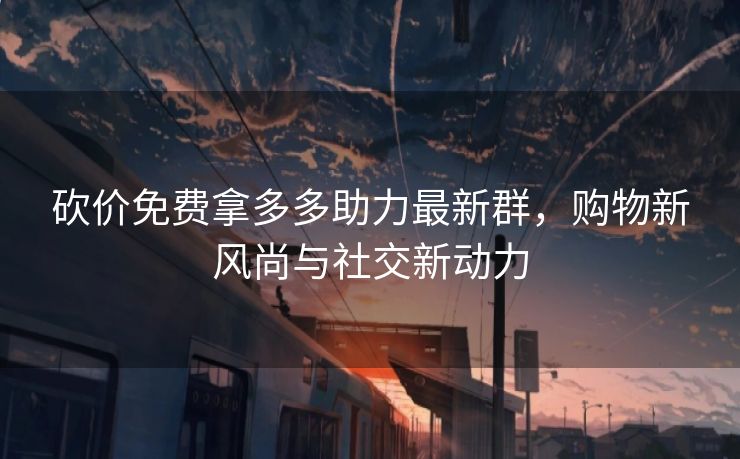 砍价免费拿多多助力最新群，购物新风尚与社交新动力