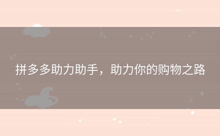 拼多多助力助手，助力你的购物之路