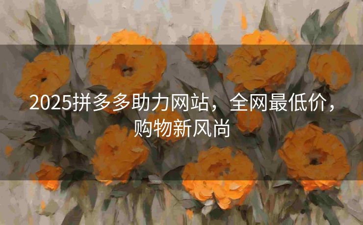 2025拼多多助力网站，全网最低价，购物新风尚