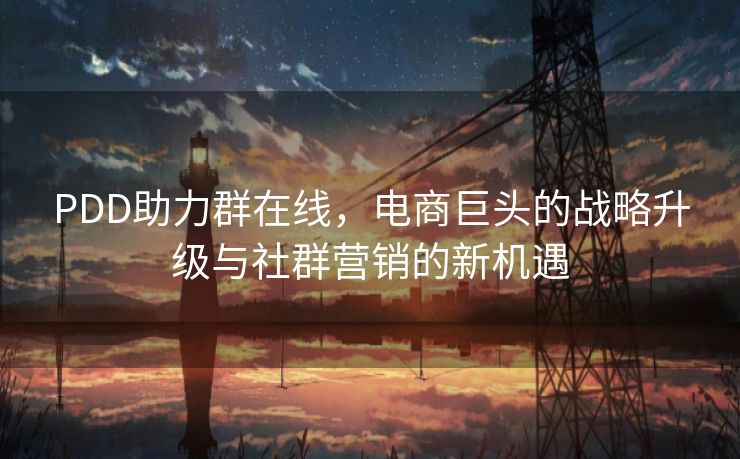 PDD助力群在线，电商巨头的战略升级与社群营销的新机遇