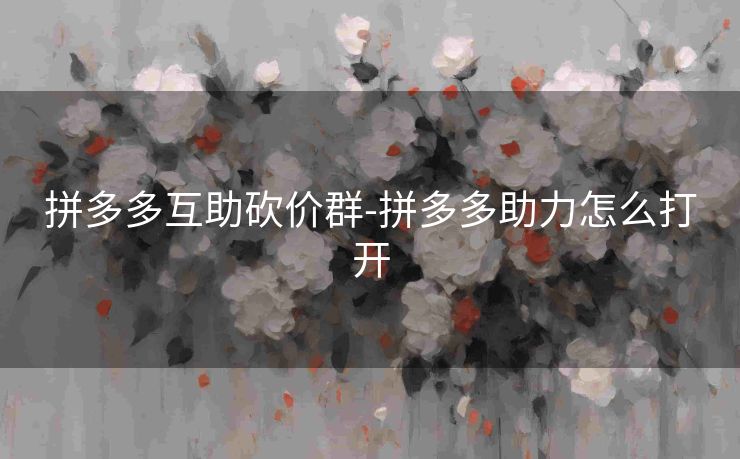 拼多多互助砍价群-拼多多助力怎么打开