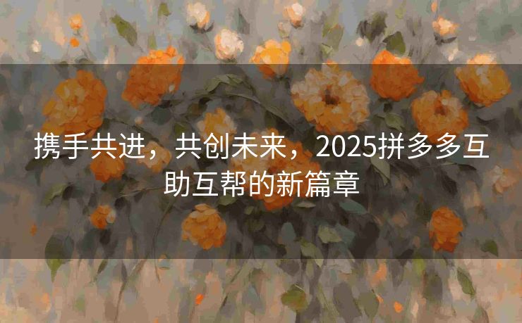 携手共进，共创未来，2025拼多多互助互帮的新篇章