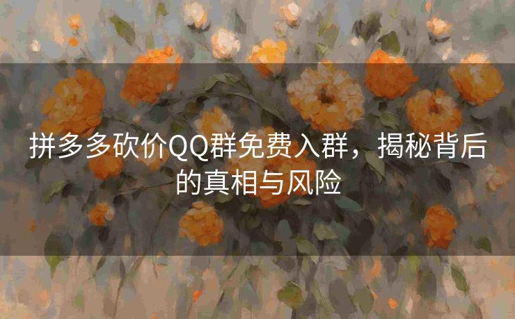 拼多多砍价QQ群免费入群，揭秘背后的真相与风险