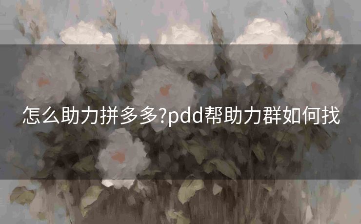 怎么助力拼多多?pdd帮助力群如何找