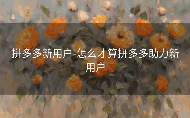 拼多多新用户-怎么才算拼多多助力新用户