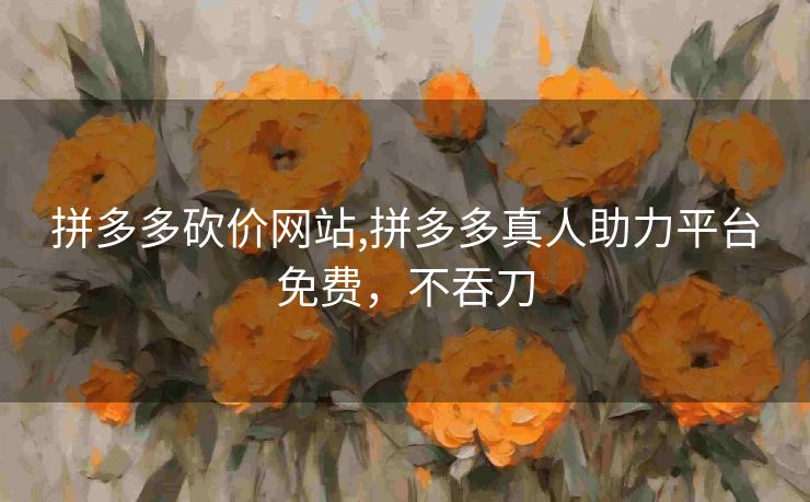 拼多多砍价网站,拼多多真人助力平台免费，不吞刀