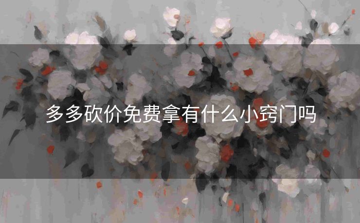 多多砍价免费拿有什么小窍门吗