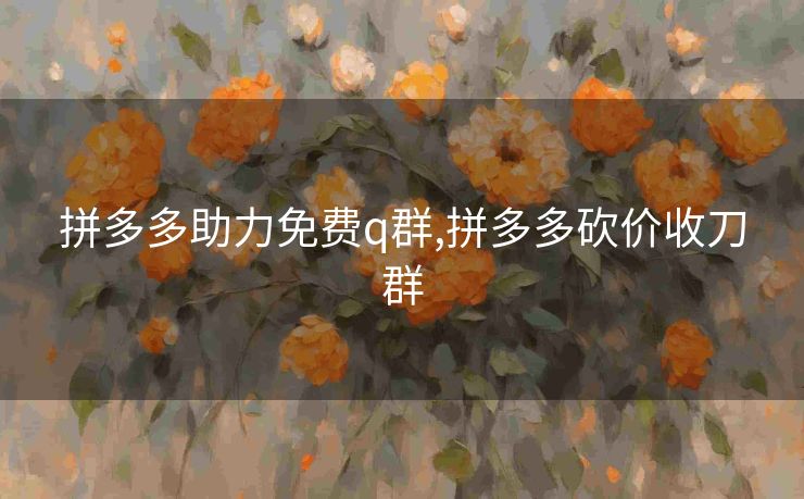 拼多多助力免费q群,拼多多砍价收刀群