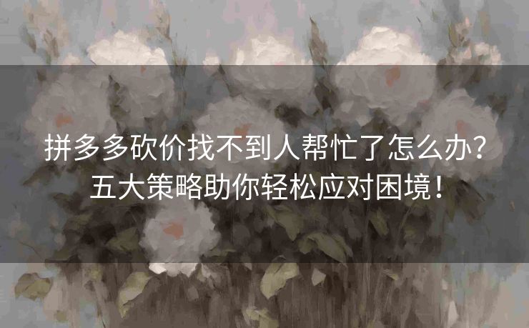 拼多多砍价找不到人帮忙了怎么办？五大策略助你轻松应对困境！
