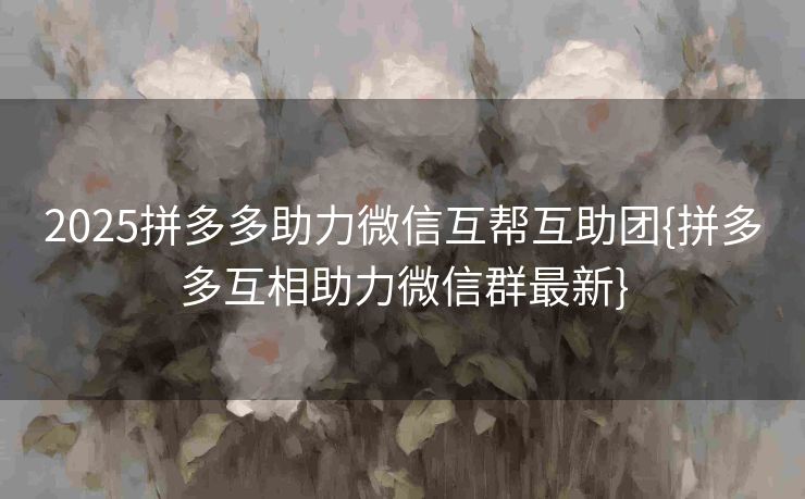 2025拼多多助力微信互帮互助团{拼多多互相助力微信群最新}
