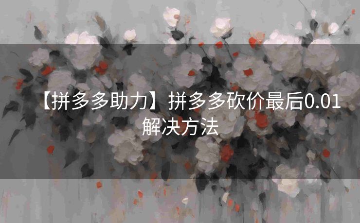 【拼多多助力】拼多多砍价最后0.01解决方法