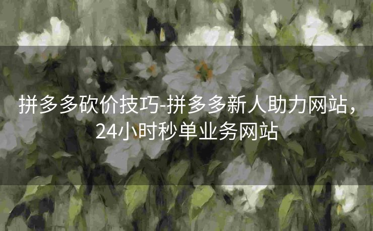 拼多多砍价技巧-拼多多新人助力网站，24小时秒单业务网站