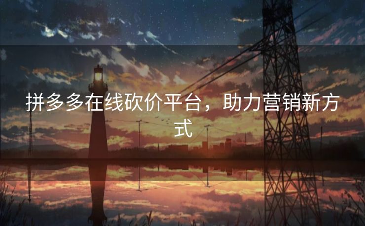 拼多多在线砍价平台，助力营销新方式