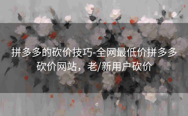 拼多多的砍价技巧-全网最低价拼多多砍价网站，老/新用户砍价