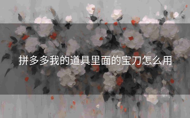 拼多多我的道具里面的宝刀怎么用