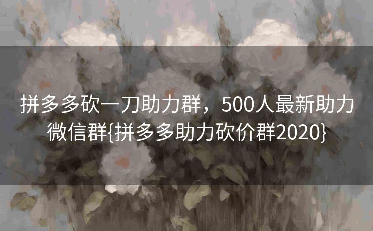 拼多多砍一刀助力群，500人最新助力微信群{拼多多助力砍价群2020}
