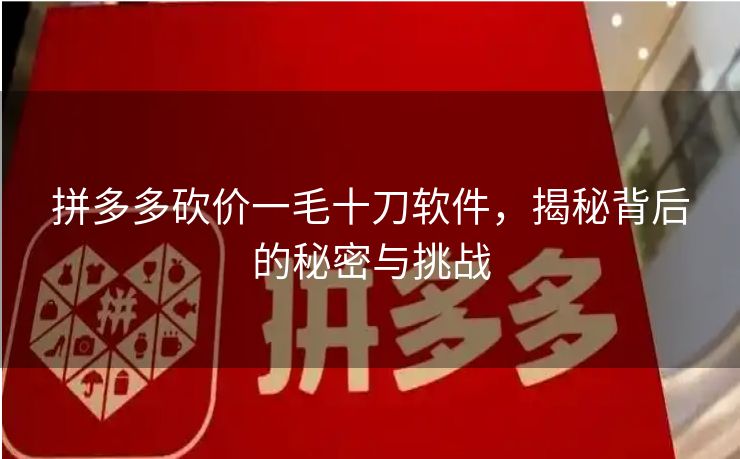 拼多多砍价一毛十刀软件，揭秘背后的秘密与挑战