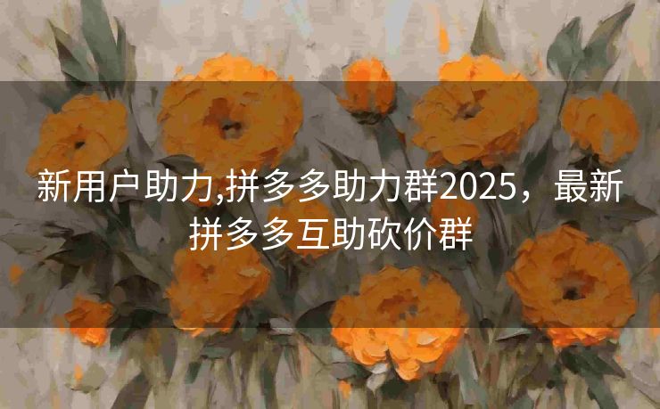 新用户助力,拼多多助力群2025，最新拼多多互助砍价群