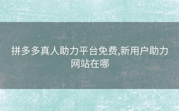 拼多多真人助力平台免费,新用户助力网站在哪