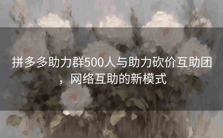拼多多助力群500人与助力砍价互助团，网络互助的新模式