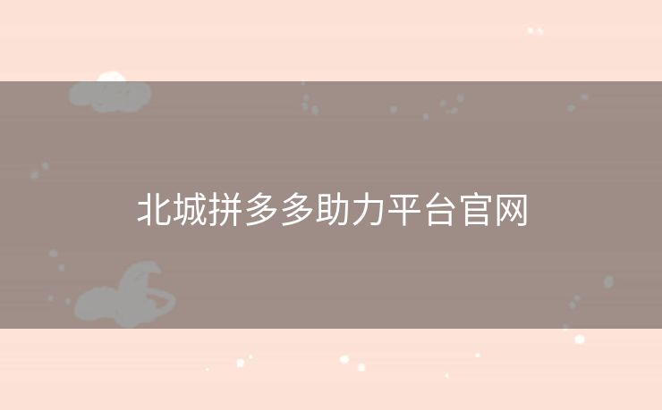 北城拼多多助力平台官网