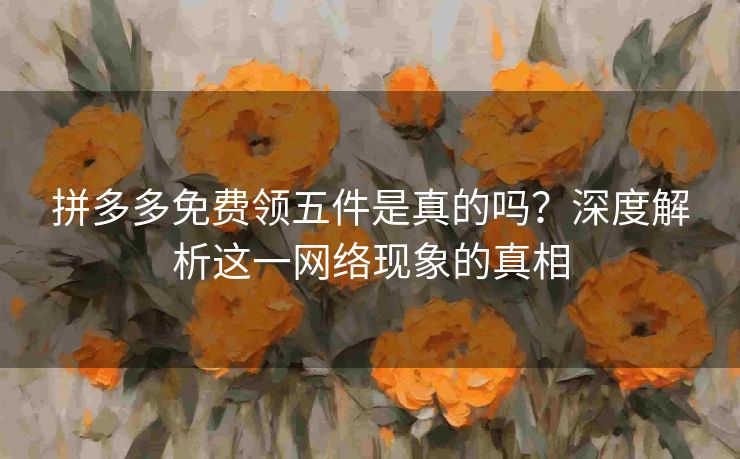 拼多多免费领五件是真的吗？深度解析这一网络现象的真相