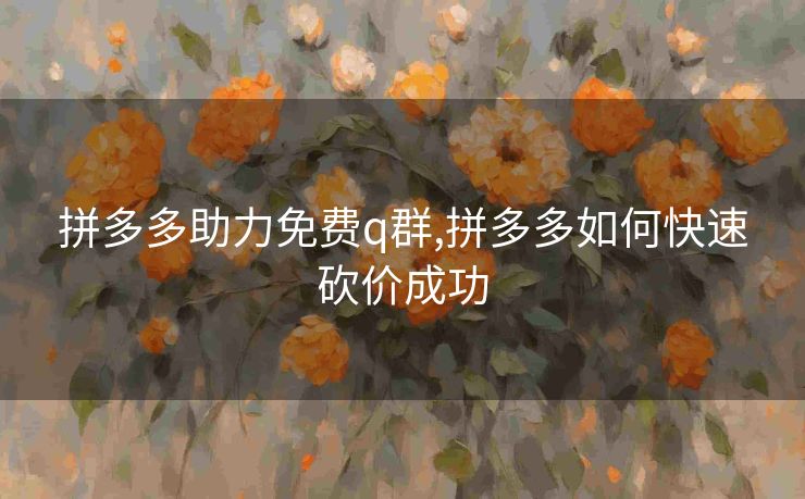 拼多多助力免费q群,拼多多如何快速砍价成功