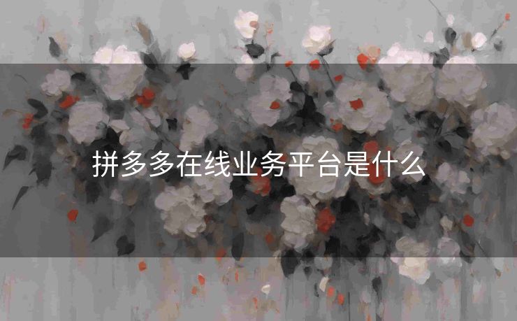 拼多多在线业务平台是什么