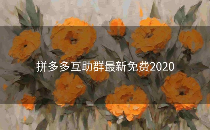 拼多多互助群最新免费2020