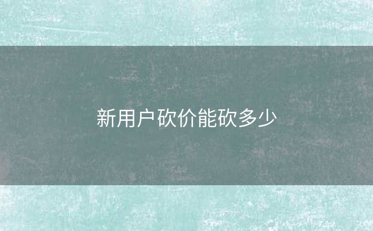 新用户砍价能砍多少