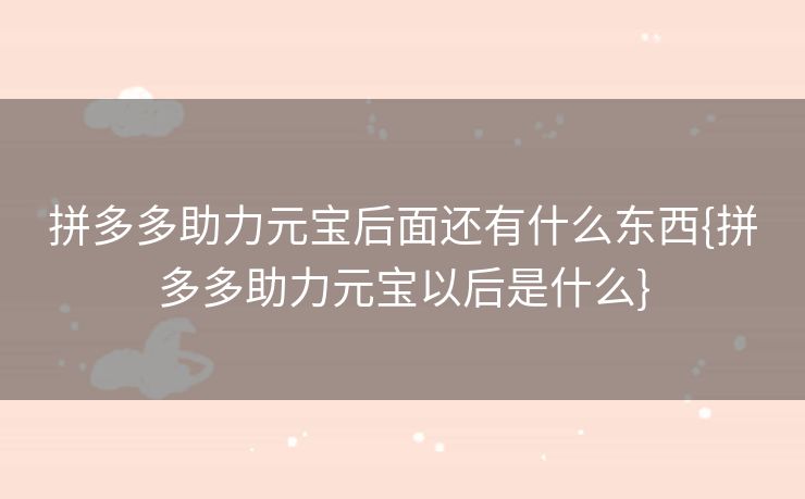 拼多多助力元宝后面还有什么东西{拼多多助力元宝以后是什么}