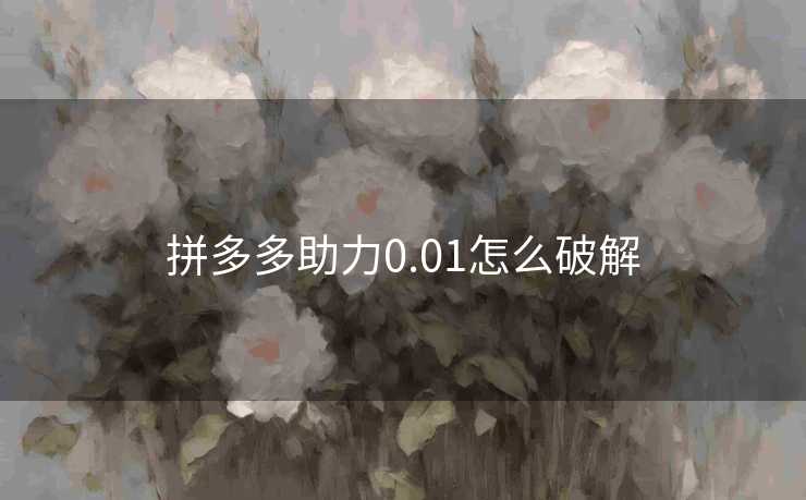 拼多多助力0.01怎么破解