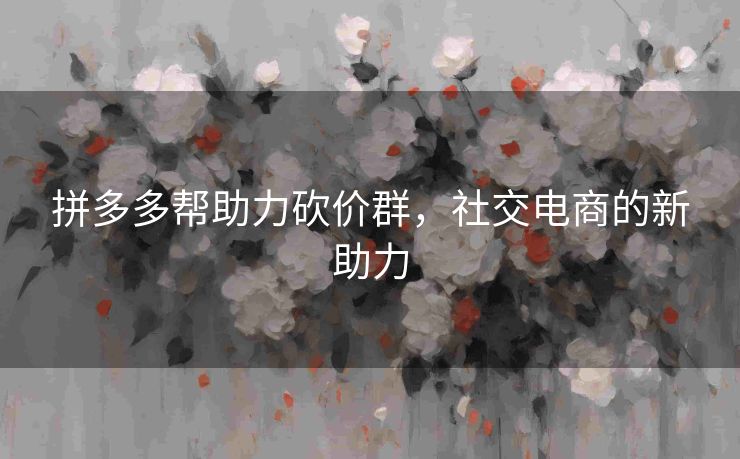 拼多多帮助力砍价群，社交电商的新助力
