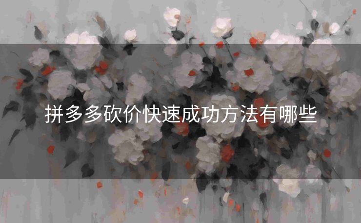 拼多多砍价快速成功方法有哪些