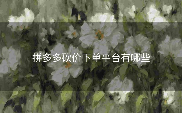 拼多多砍价下单平台有哪些