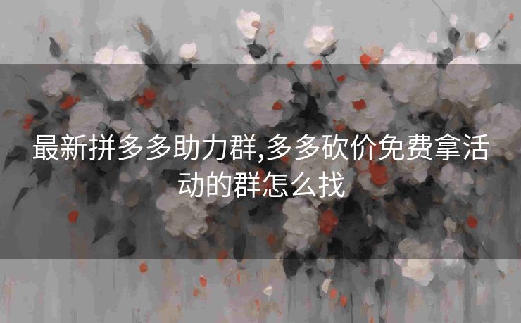 最新拼多多助力群,多多砍价免费拿活动的群怎么找