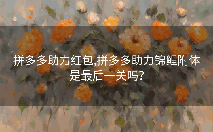 拼多多助力红包,拼多多助力锦鲤附体是最后一关吗？